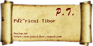 Páricsi Tibor névjegykártya